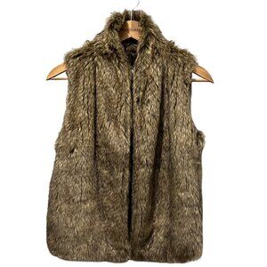 Abercrombie & Fitch Faux Fur Lined Open Vest, Gray Brown, S